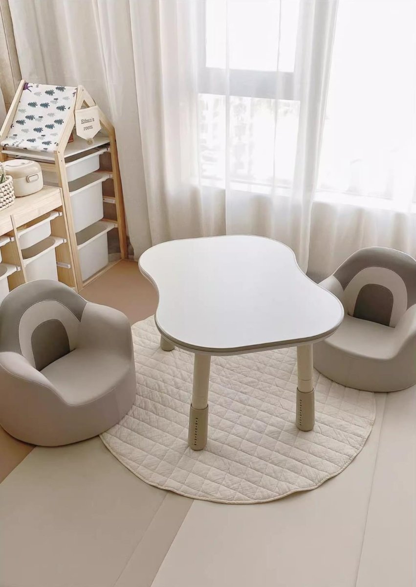 Peanut Height Adjustable Dual - kid White Study Table - UrbanNest Co