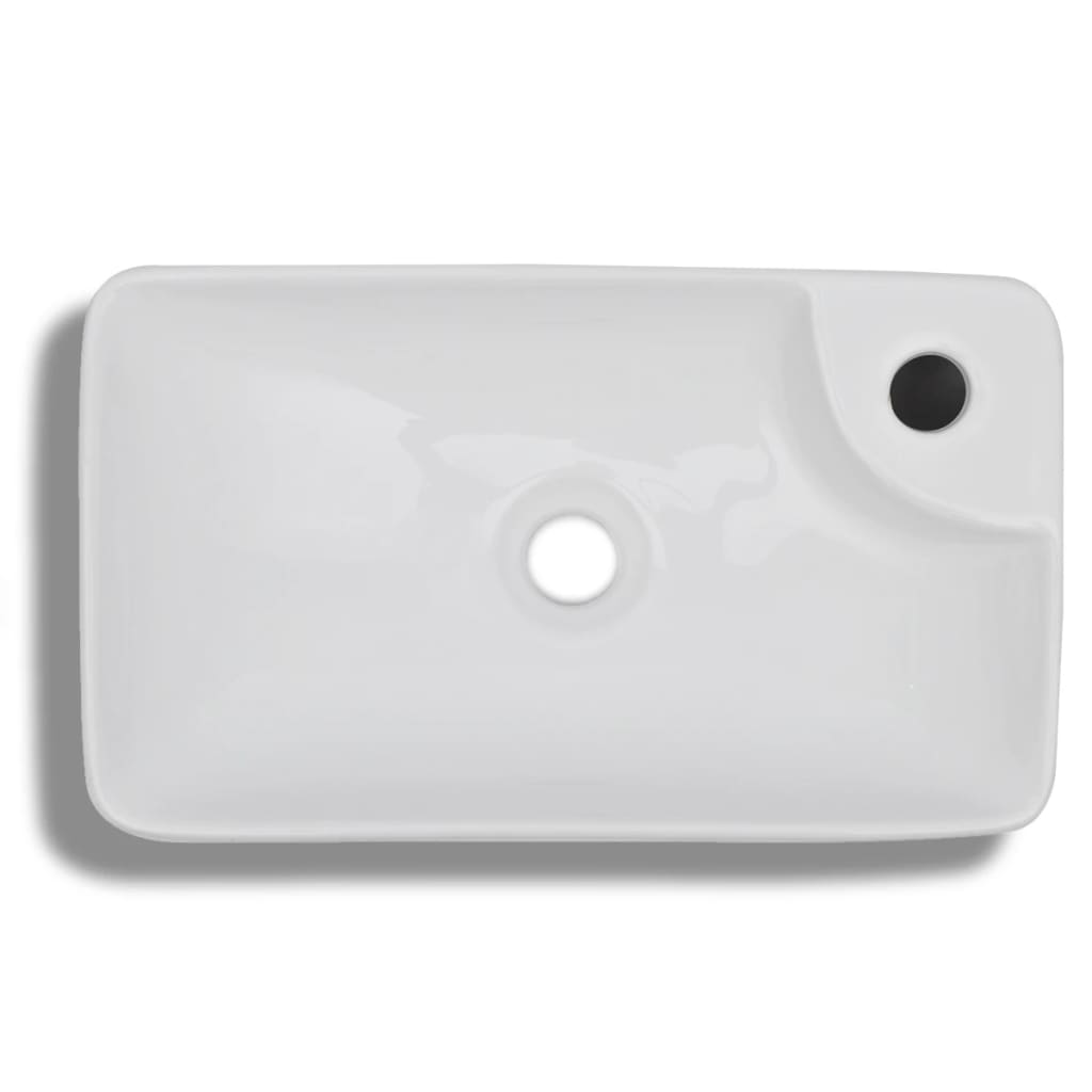 NNEVL Ceramic Bathroom Sink Basin with Faucet Hole White - UrbanNest Co