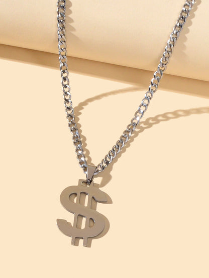 Dollar Sign Hip Hop Money Pendant Silver Rock Punk Necklace Bar Party Jewellery - UrbanNest Co