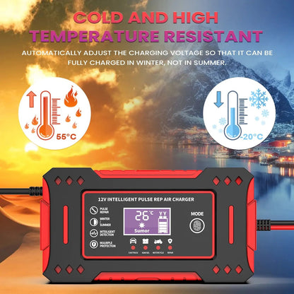 6A 12V Smart Car Battery Charger Lead - Acid Battery Red - UrbanNest Co