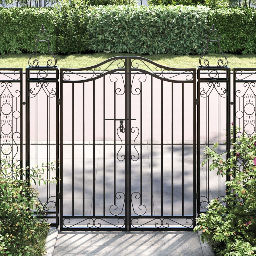 NNEVL Garden Gate Black 121x8x120 cm Wrought Iron - UrbanNest Co