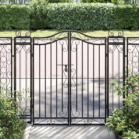 NNEVL Garden Gate Black 121x8x120 cm Wrought Iron - UrbanNest Co