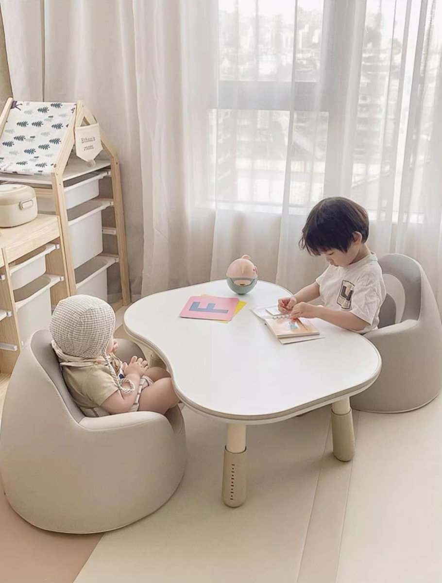 Peanut Height Adjustable Dual - kid White Study Table - UrbanNest Co