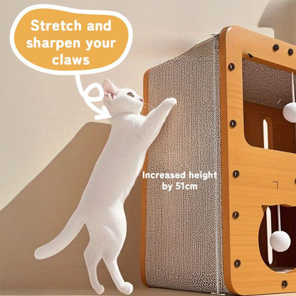 3 - in - 1 Cat House, Bed & Scratch Post - Multi - Layer Structure Made of Soft, Eco - Friendly Cardboard - UrbanNest Co