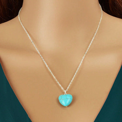 Fashion Gold Chain Turquoise Love Heart Pendant Necklace Boho Ethnic Accessories - UrbanNest Co