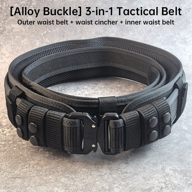 Tactical Alloy Buckle Belt - Black Multifunctional Outdoor Belt for Men, Extended Training Belt - UrbanNest Co