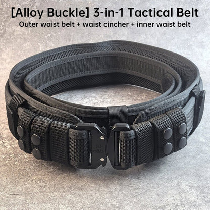Tactical Alloy Buckle Belt - Black Multifunctional Outdoor Belt for Men, Extended Training Belt - UrbanNest Co