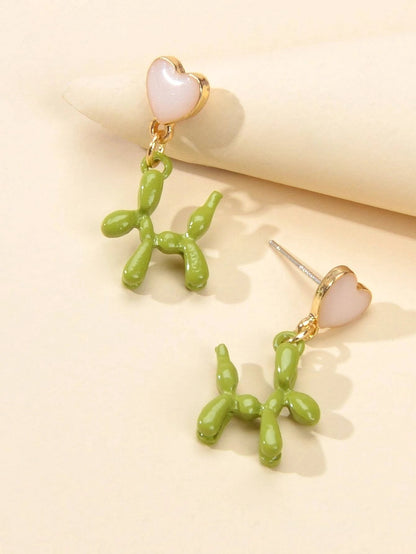 Lovely Jewellery Heart Green Dog Dangle Earrings Wholesale Price Cartoons Gift - UrbanNest Co