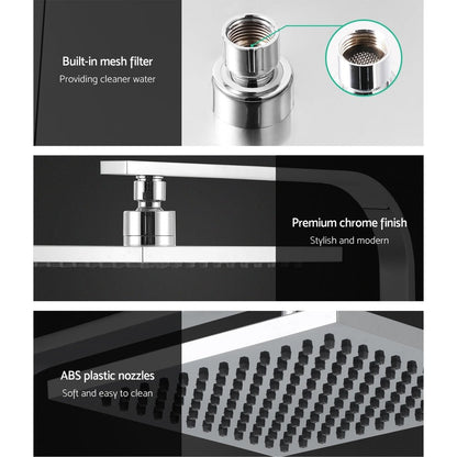NNEDSZ WElS 8 Rain Shower Head Taps Square High Pressure Wall Arm DIY Chrome - UrbanNest Co