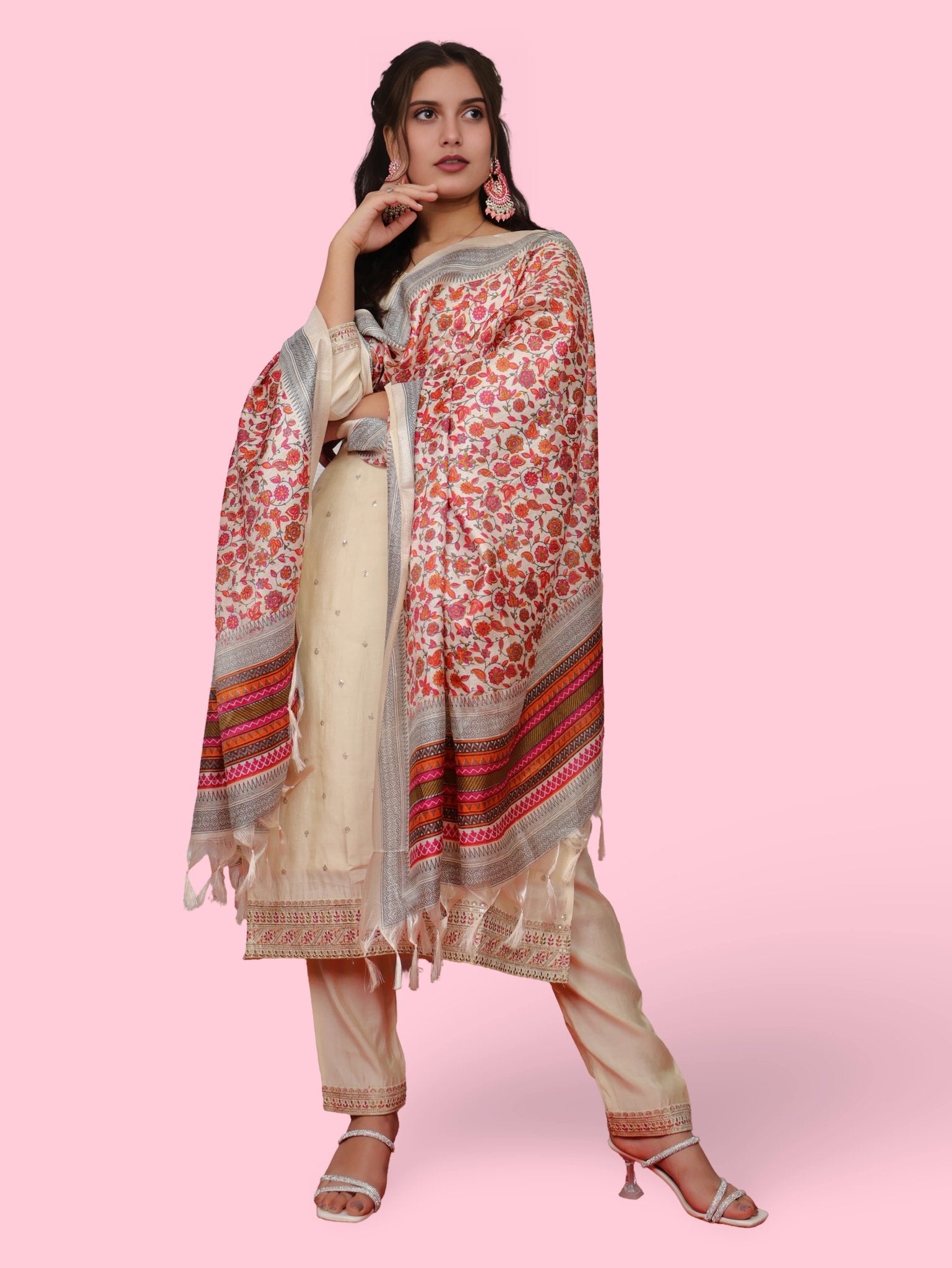 Women's Silk Kurta - Pant, and Dupatta Set - UrbanNest Co