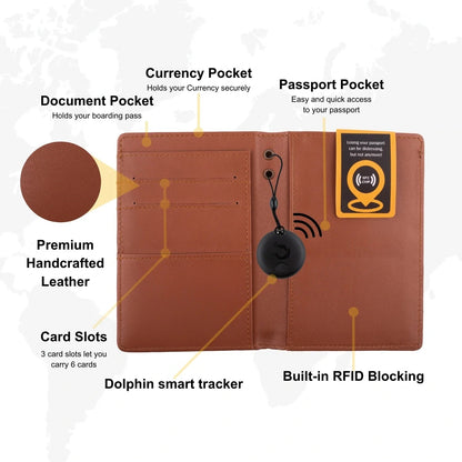 Dolphin Smart Leather Passport Tracker - UrbanNest Co