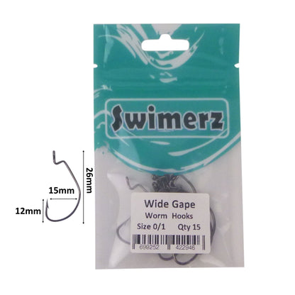 Swimerz 0/1 Wide Gape Worm Hook 15 Pack - UrbanNest Co