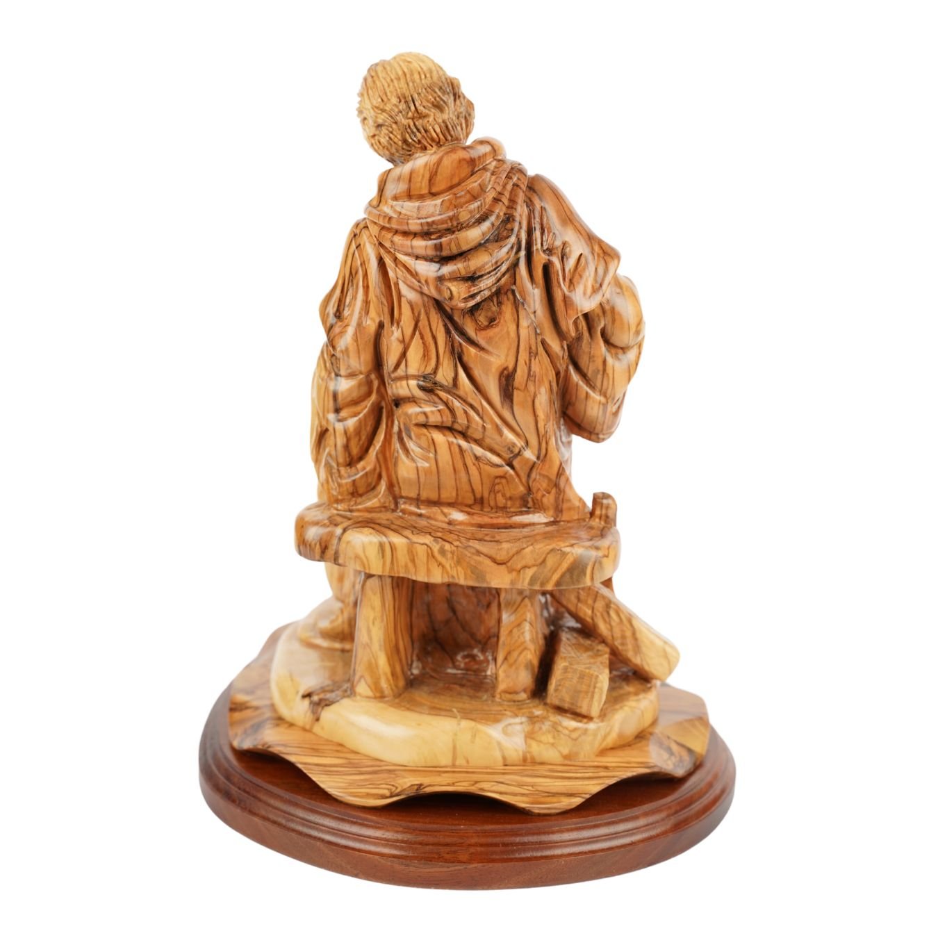 Handgeschnitzte Skulptur „Josef als Zimmermann“ – Olivenholzfigur aus Bethlehem (29 cm) - UrbanNest Co