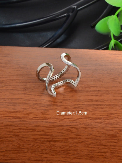 Silver Plated Diamond Accent Nail Ring - Elegant and Stylish Accessory! - UrbanNest Co
