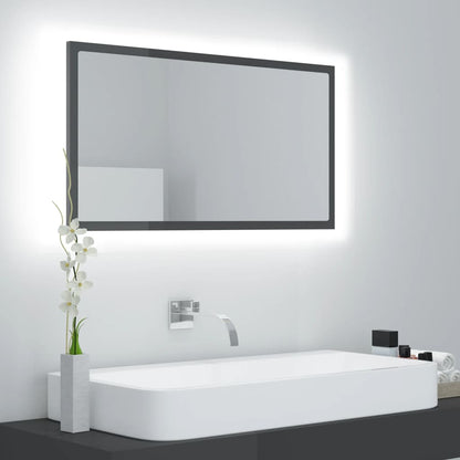 NNEVL LED Bathroom Mirror High Gloss Grey 80x8.5x37 cm Chipboard - UrbanNest Co