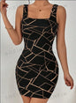 Allover Geo Print Square Neck Tank Dress - UrbanNest Co