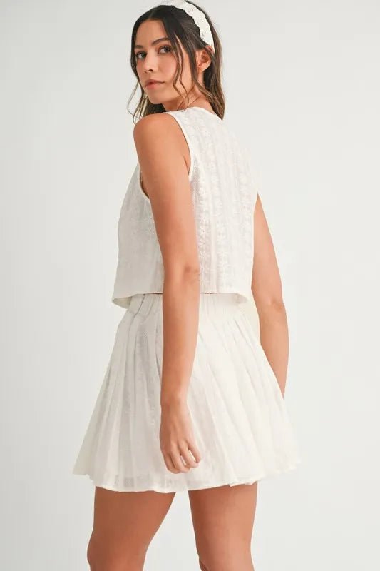 MABLE Eyelet Lace Top and Mini Skirt Set - UrbanNest Co
