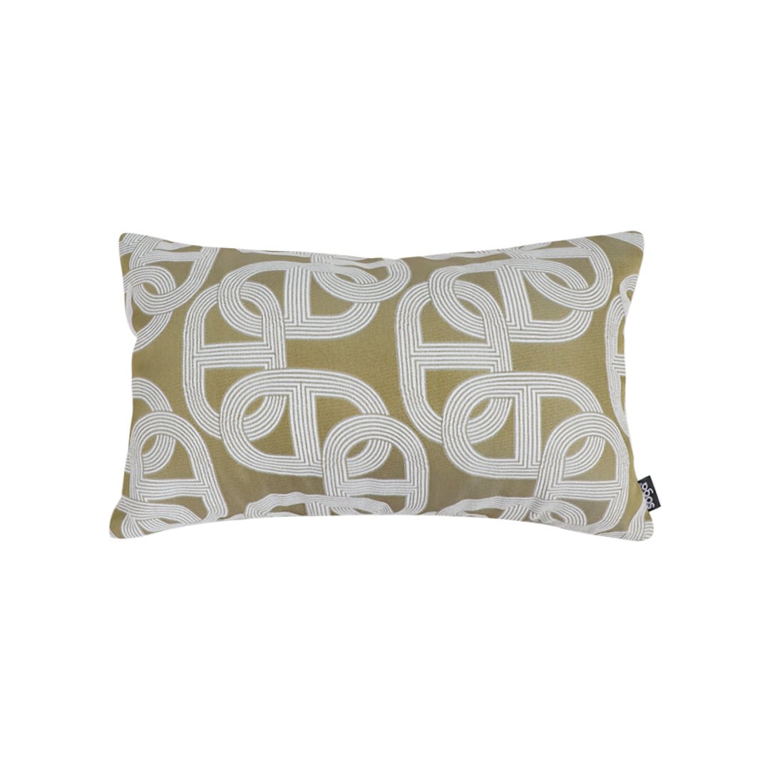 SOGA 35cm Artistic Olive Green White Geometric Pattern Throw Pillow - UrbanNest Co
