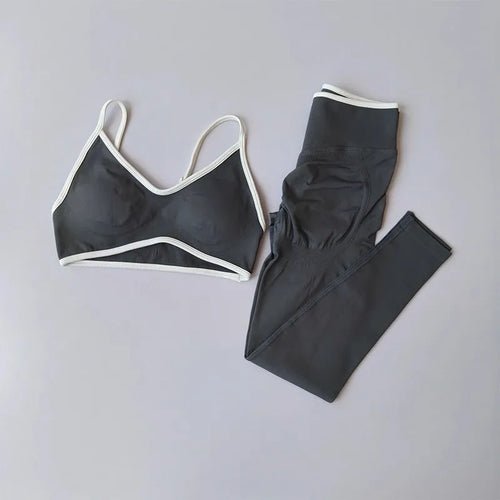2PCS High Waisted Sports Bra Set with Contrasting Small Suspender - UrbanNest Co