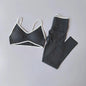 2PCS High Waisted Sports Bra Set with Contrasting Small Suspender - UrbanNest Co