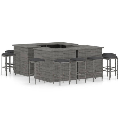 NNEVL 16 Piece Garden Bar Set with Cushions Poly Rattan Grey - UrbanNest Co