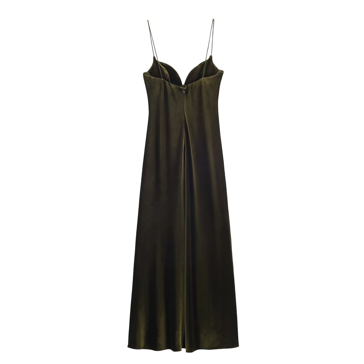 Simple solid color suspender velvet dress - UrbanNest Co