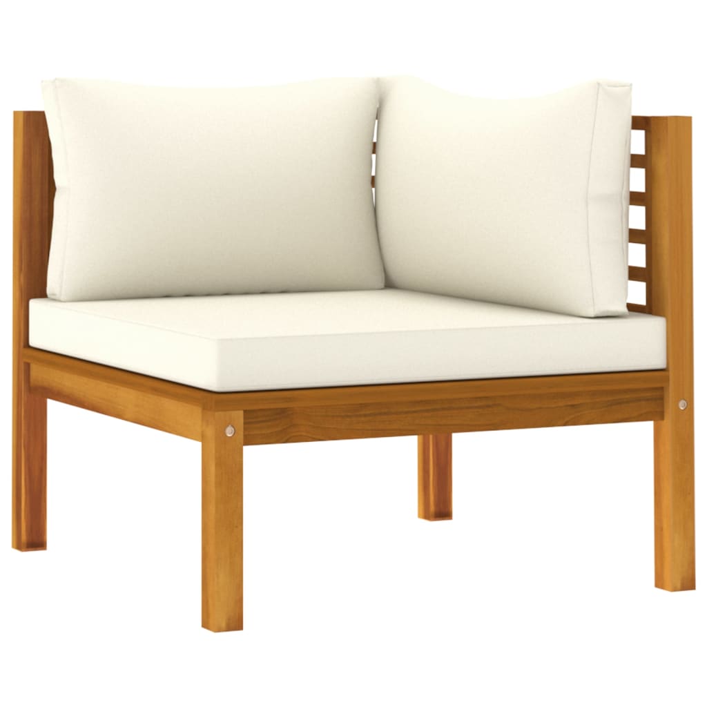 NNEVL 3 Piece Garden Lounge Set with Cream Cushion Solid Acacia Wood - UrbanNest Co