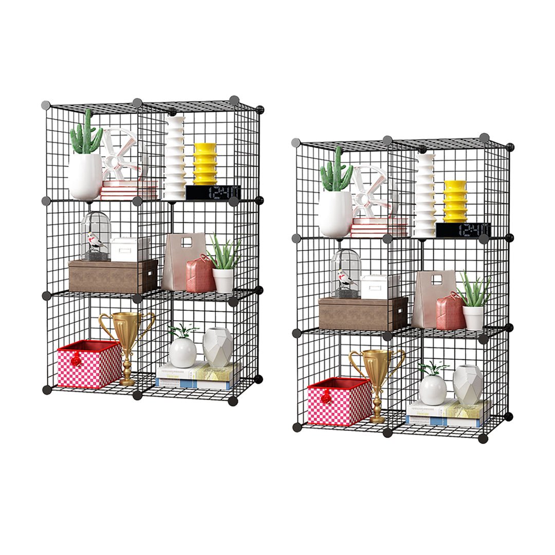 SOGA 2X Black Portable 6 - Cube Storage Organiser Foldable DIY Modular Grid Space Saving Shelf - UrbanNest Co