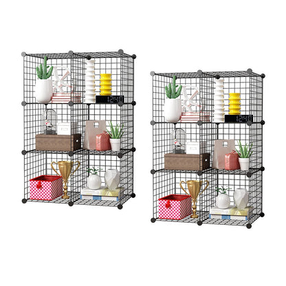 SOGA 2X Black Portable 6 - Cube Storage Organiser Foldable DIY Modular Grid Space Saving Shelf - UrbanNest Co
