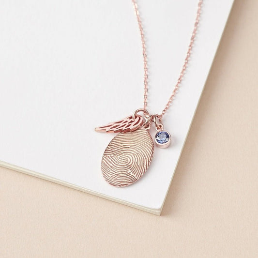 Fingerprint Necklace, Fingerprint Jewelry With Birthstone - UrbanNest Co