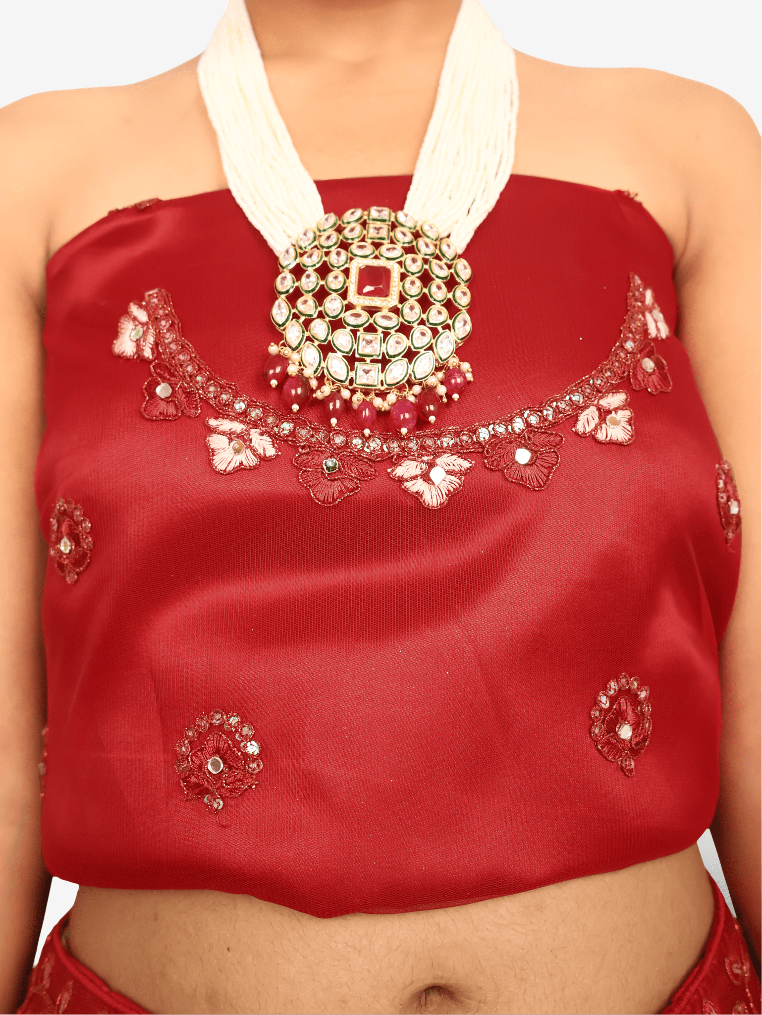 Semi - Stitched Lehenga with Sequin & Embroidery Work by Shreekama - UrbanNest Co