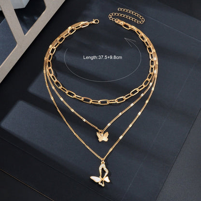 Elegant Golden Layered Chain Butterfly Pendant Necklace for Women Party Social gatherings Jewelry - UrbanNest Co