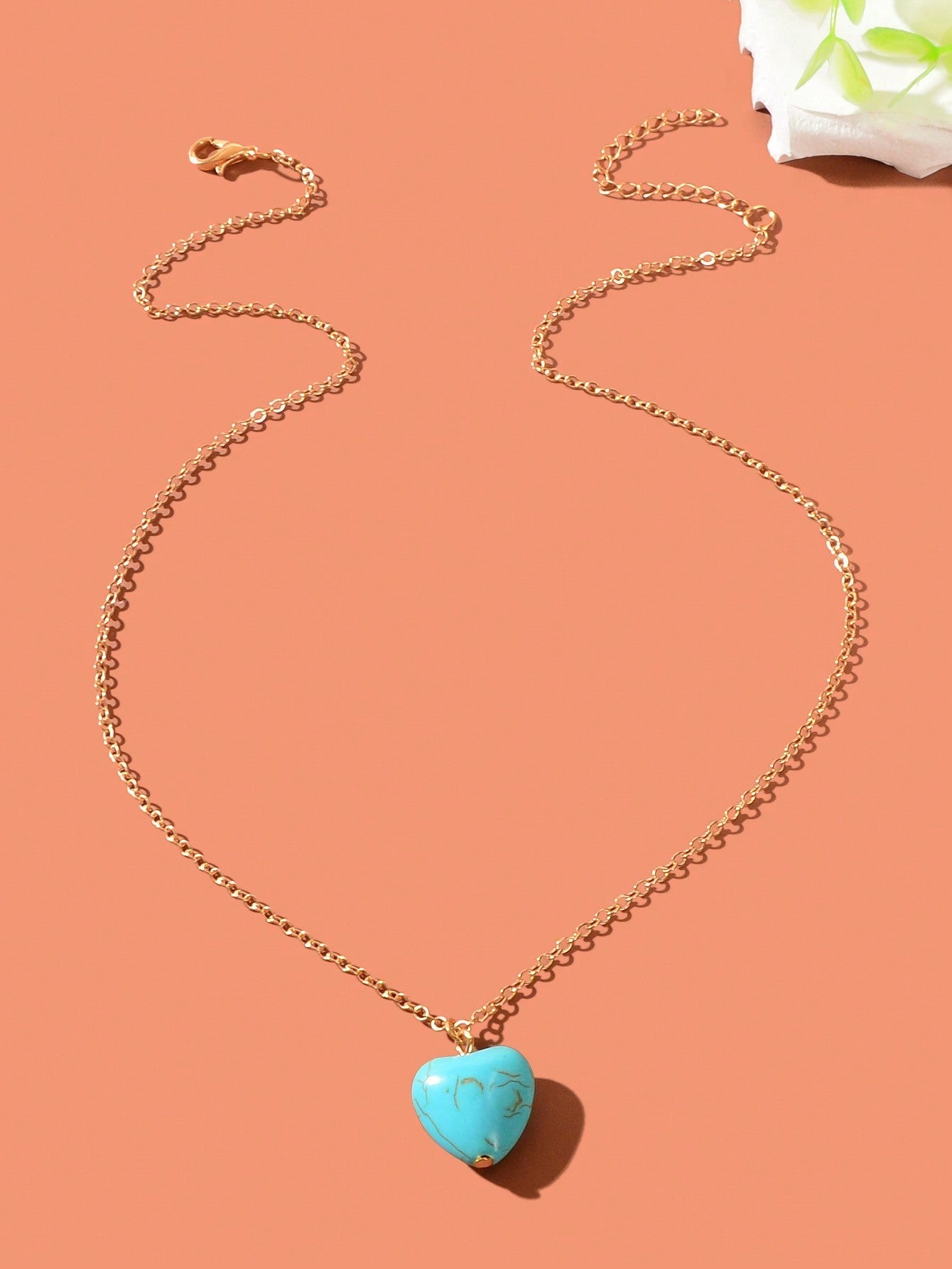 Fashion Gold Chain Turquoise Love Heart Pendant Necklace Boho Ethnic Accessories - UrbanNest Co