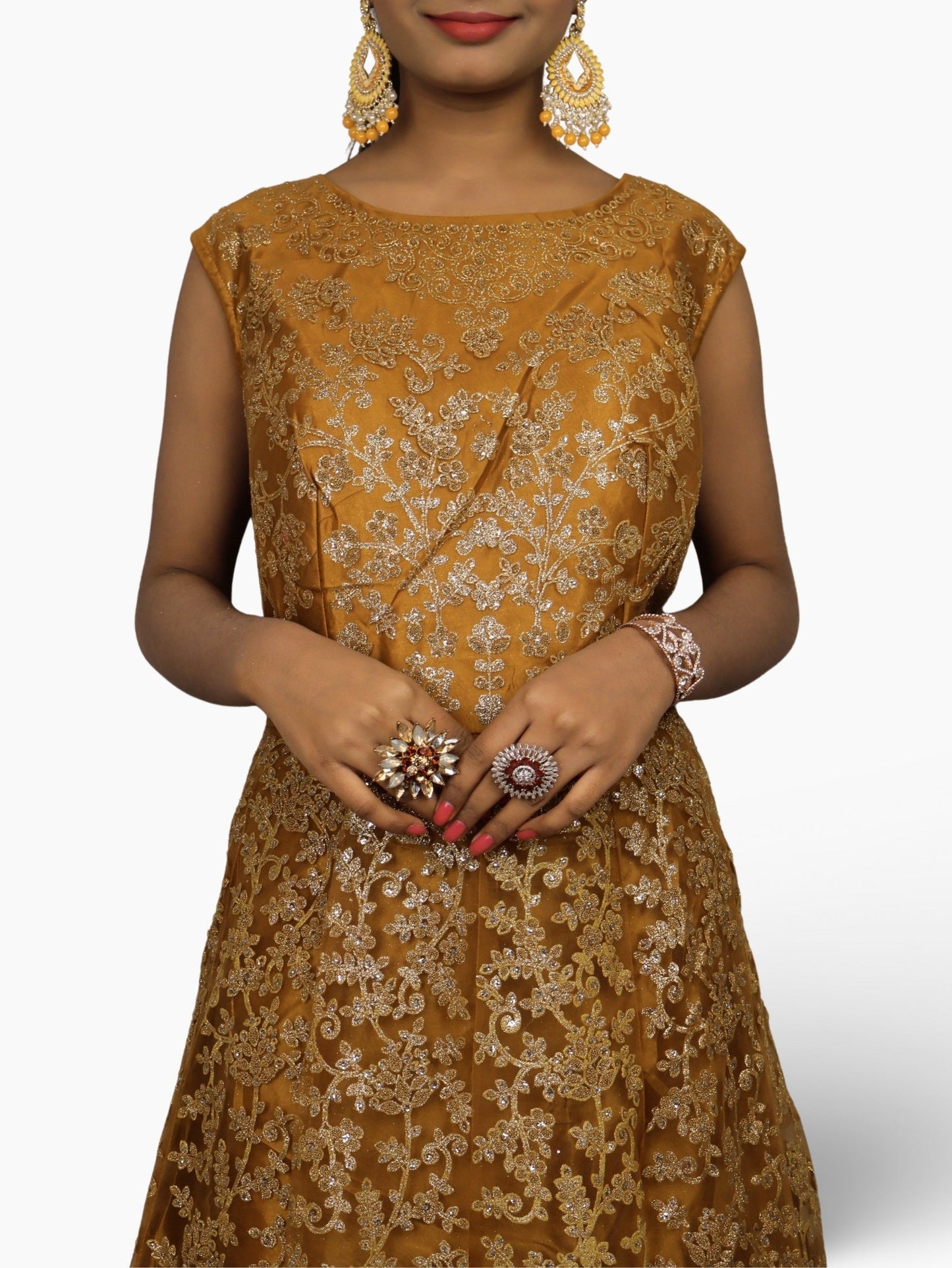 Gown with Shimmery Rubber & Beads Work by Shreekama - UrbanNest Co
