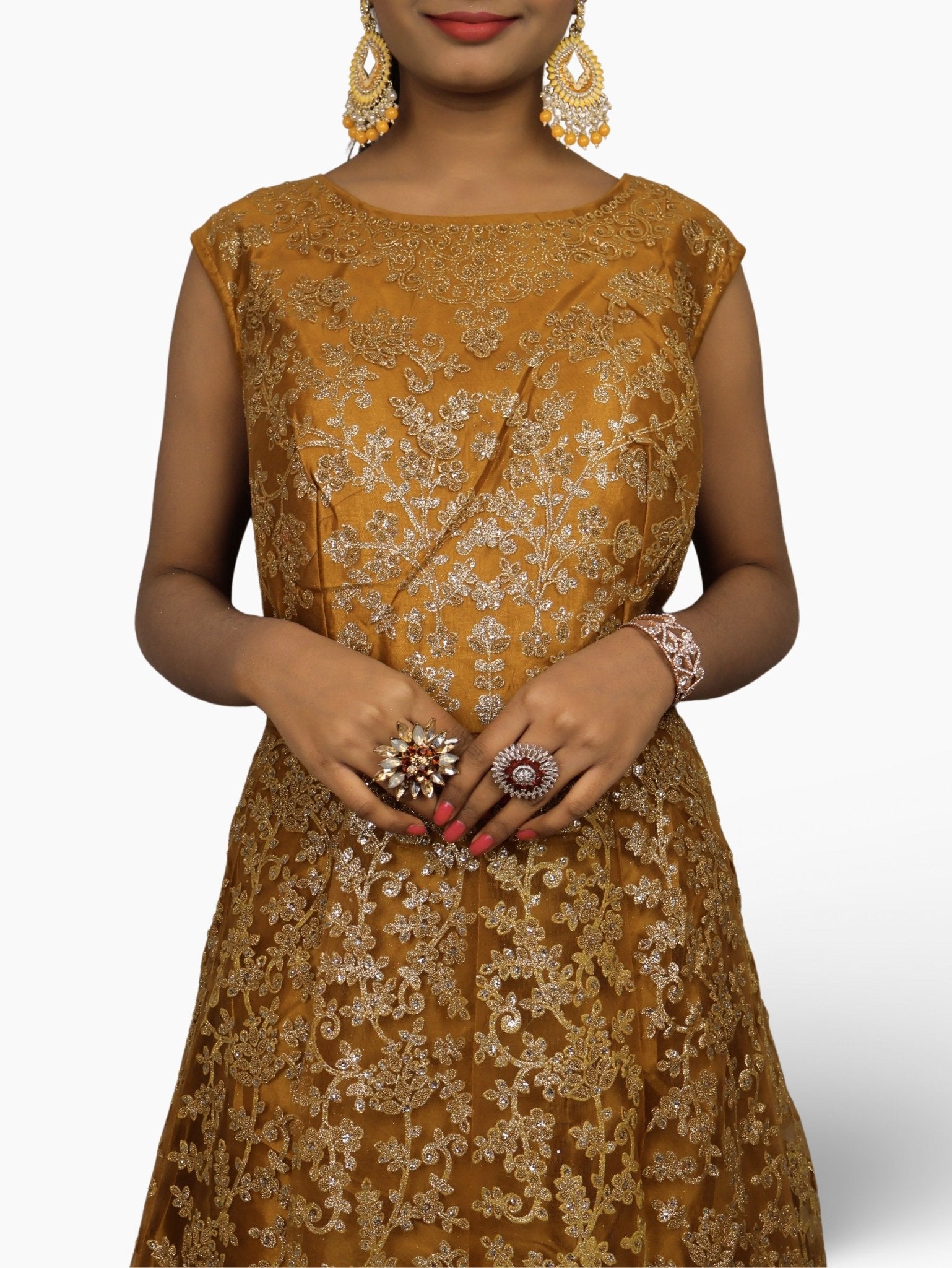 Gown with Shimmery Rubber & Beads Work by Shreekama - UrbanNest Co