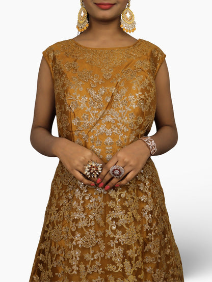 Gown with Shimmery Rubber & Beads Work by Shreekama - UrbanNest Co