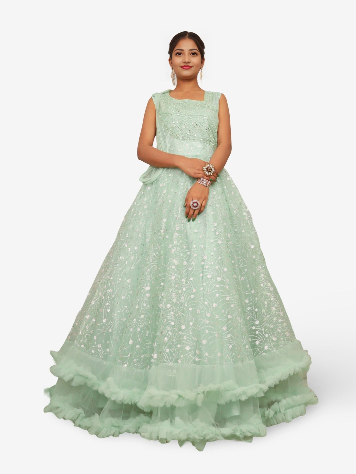 Gown with Mirror & Cut Dana Work by Shreekama - UrbanNest Co