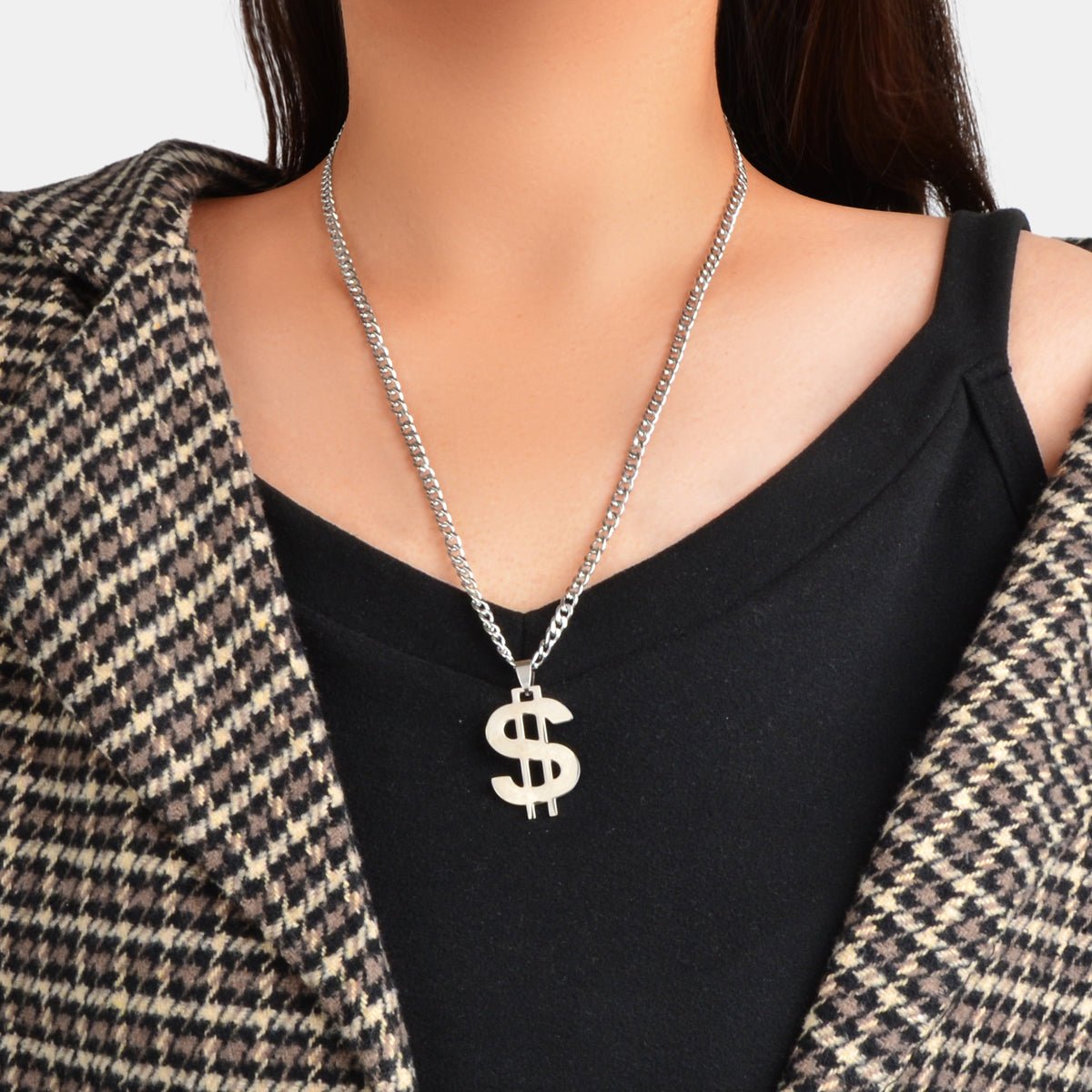 Dollar Sign Hip Hop Money Pendant Silver Rock Punk Necklace Bar Party Jewellery - UrbanNest Co