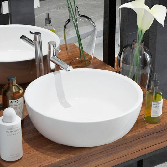 NNEVL Basin Round Ceramic White 42x12 cm - UrbanNest Co