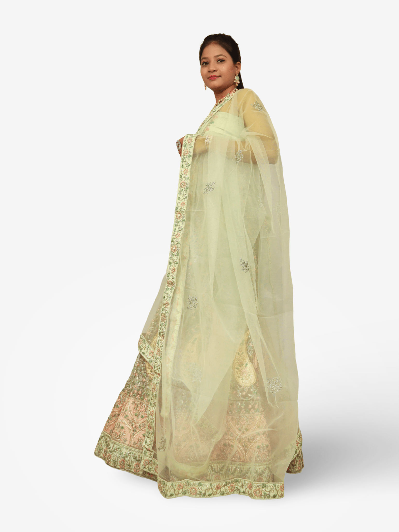 Semi - Stitched Lehenga with Embroidery & Zari Thread Work by Shreekama - UrbanNest Co