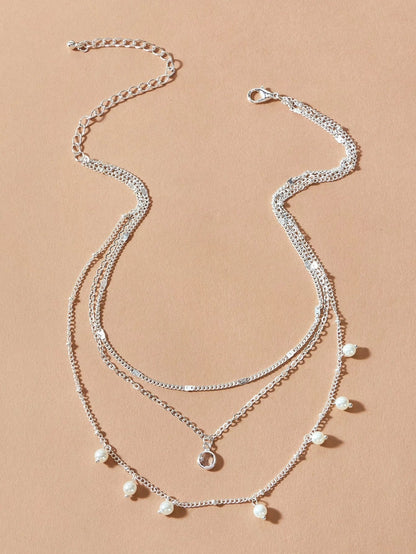 AU Local Fashion Pearl Charm Gold Multi - layer Chain Necklace New Style Jewellery - UrbanNest Co