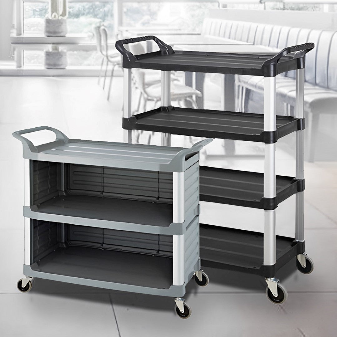 SOGA 4 - Tier Portable Kitchen Food Trolley Cart with Wheels 950x500x1270mm Black - UrbanNest Co