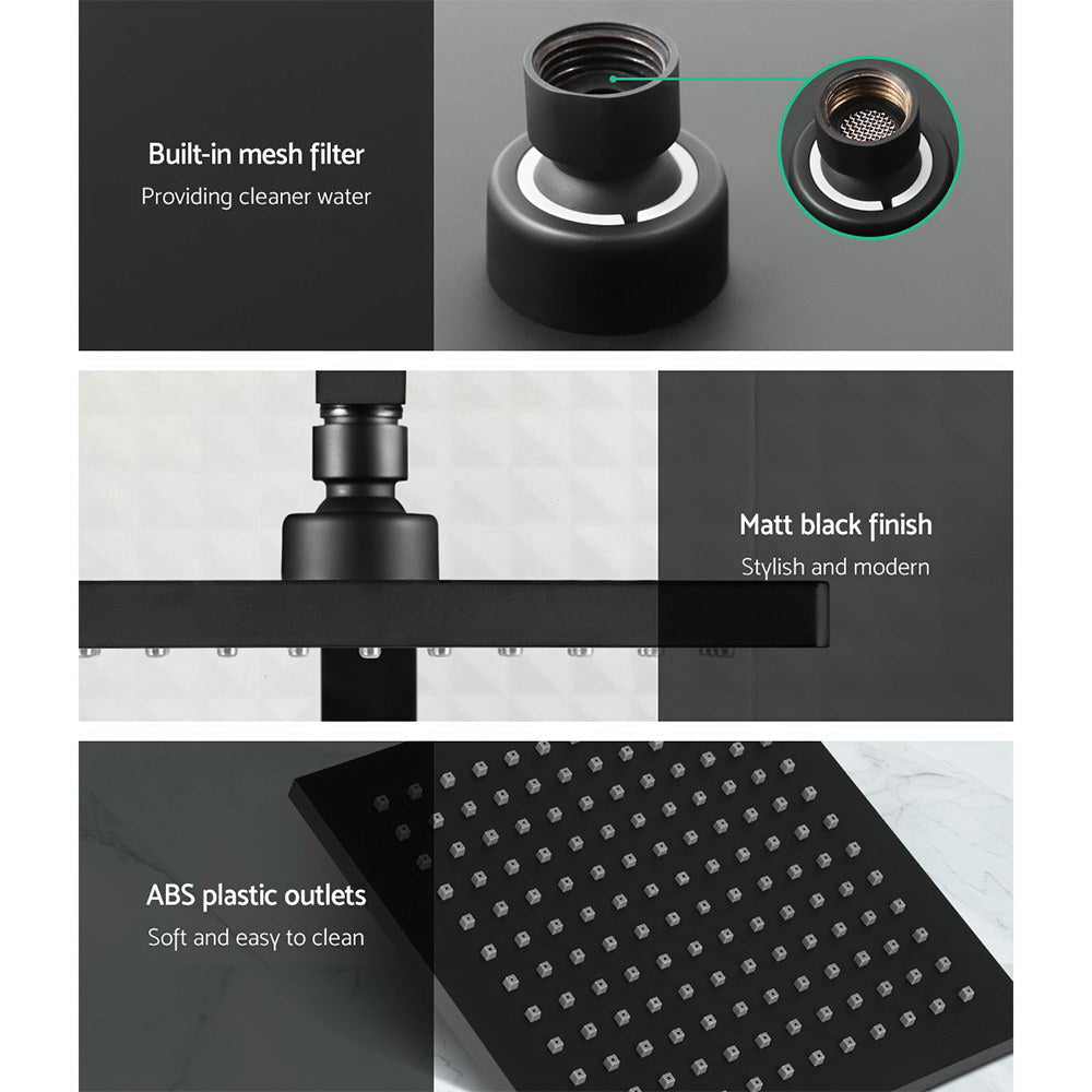 NNEDSZ 8 Rain Shower Head Taps Square Handheld High Pressure Wall Black - UrbanNest Co