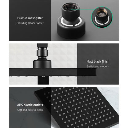 NNEDSZ 8 Rain Shower Head Taps Square Handheld High Pressure Wall Black - UrbanNest Co