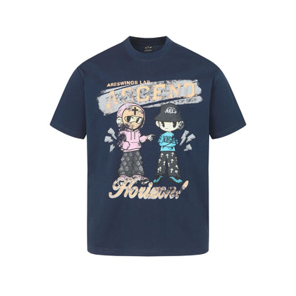 Cartoon Print Short Sleeve T-Shirt Unisex Quick - Dry Cool - Feeeling Top - UrbanNest Co