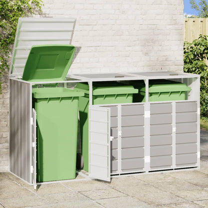 NNEVL Wheelie Bin Storage for Triple Bins Grey 216x81x115 cm Steel - UrbanNest Co
