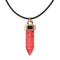 Boho Jewelry Black Leather Rope Colorful Bullet Shape Textured Pendant Necklace - UrbanNest Co