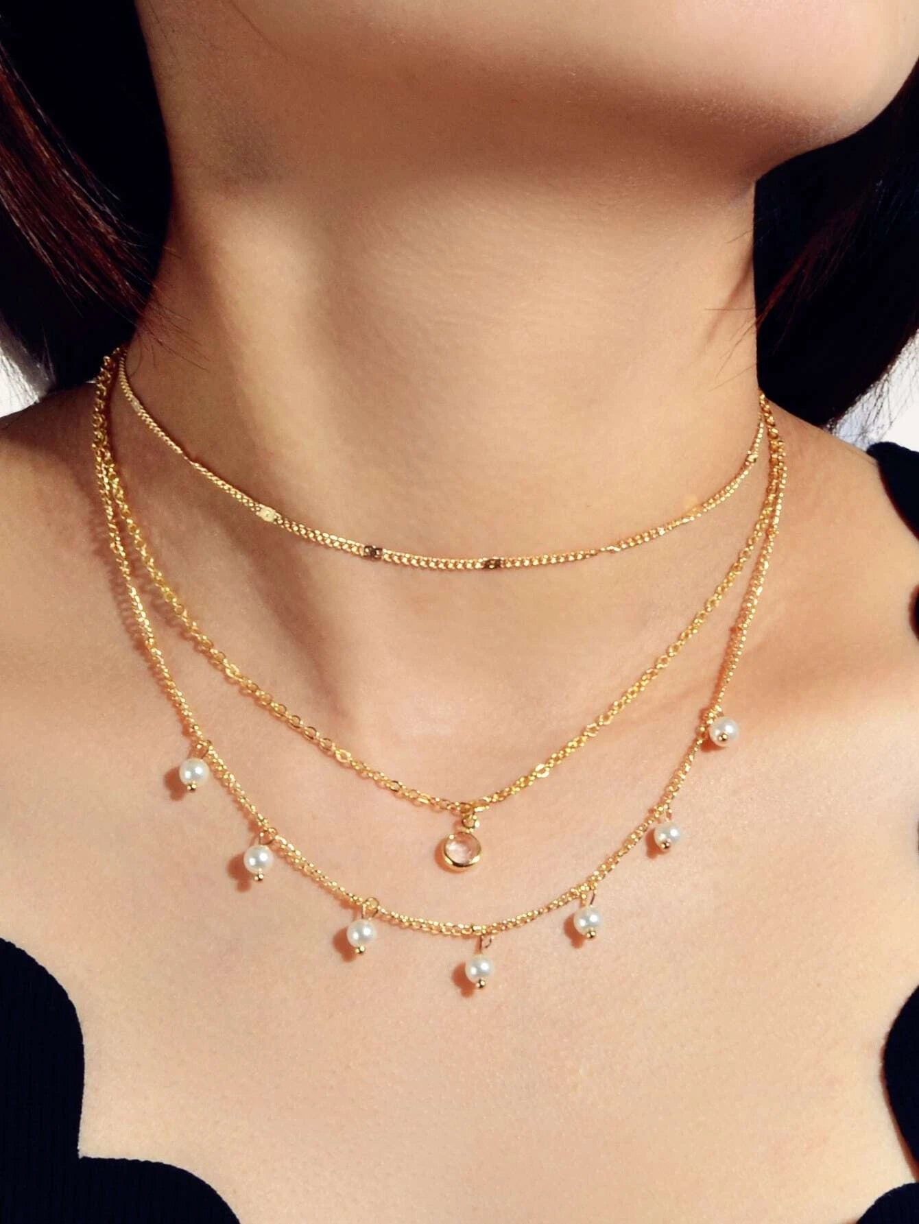 AU Local Fashion Pearl Charm Gold Multi - layer Chain Necklace New Style Jewellery - UrbanNest Co