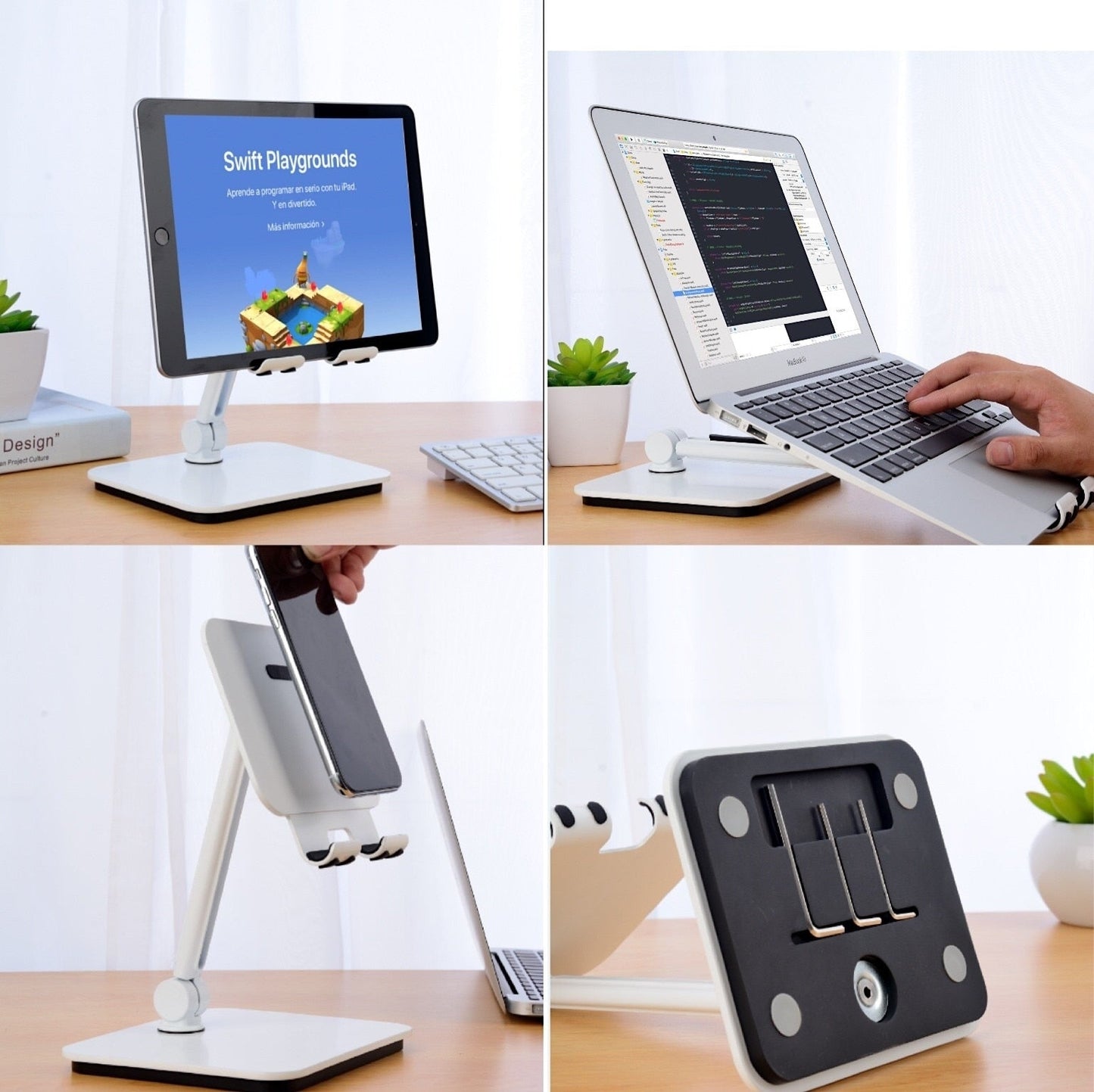 NNEDSZ Full Motion 3 in 1 Smartphone Tablet and Notebook Holder White - UrbanNest Co