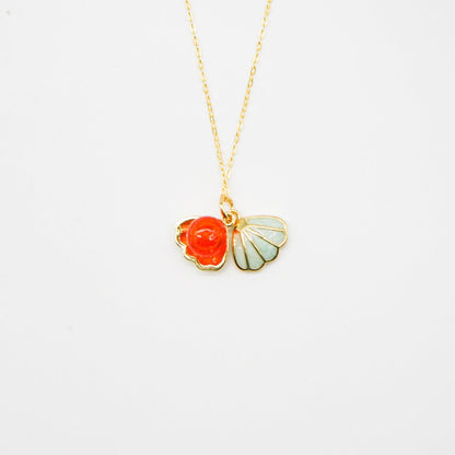 Green Shell Murano Aroma Necklace - Sunset Coral | Energy & Healing | Diffuse on the go | Sterling Silver - UrbanNest Co